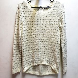 Freshman 1996 womens small cream/grey textured knit sweater